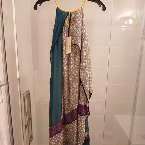 BCBG Runway Silk Colorblock Dress - Picture 1 of 9